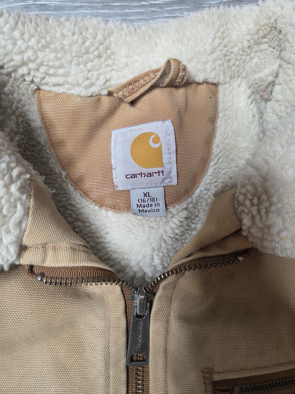 Carhartt Wildwood Womens XL Sherpa Lined Canvas Work Jacket Tan Brown - Picture 9 of 13